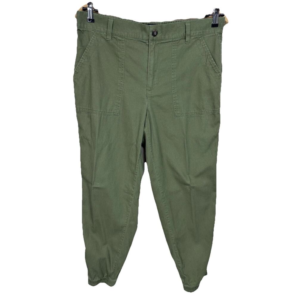 GAP Twill Jogger Style Pants Olive Green Sz L Elastic/Waist Hem Utility Gorpcore
